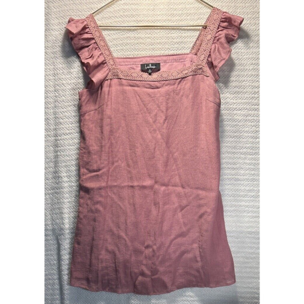 Lulus Crop Top Linen Sleeveless‎ Square Neck Lined Tank Size Medium Pink